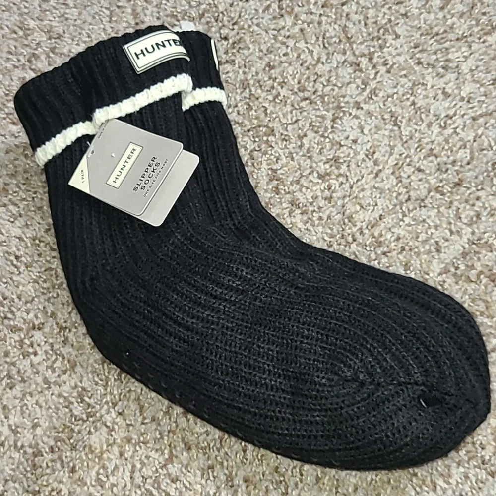 Hunter Black and White Slipper Socks